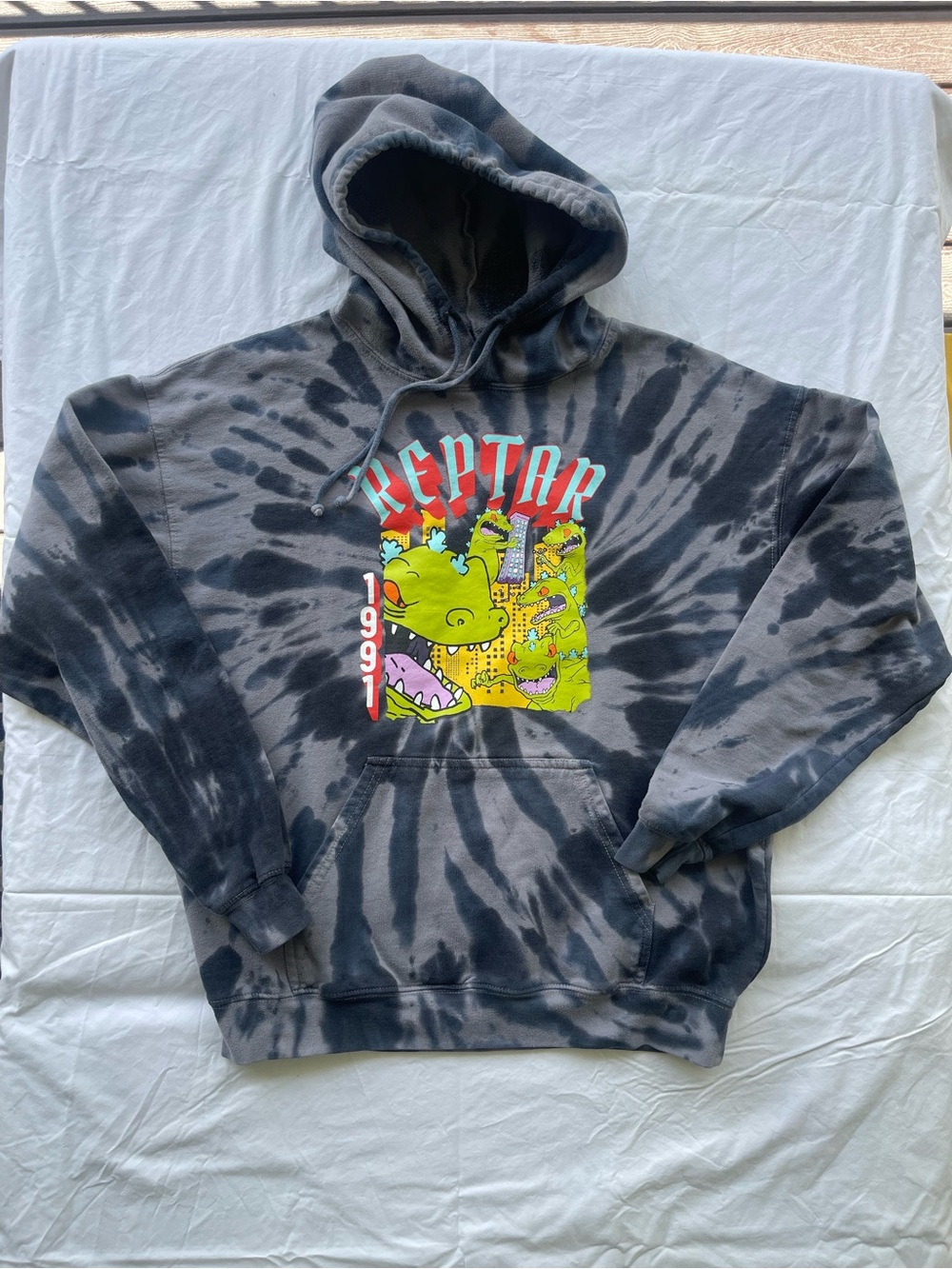 Nickelodeon Reptar Tie-Dye Hoodie - Black, Gray